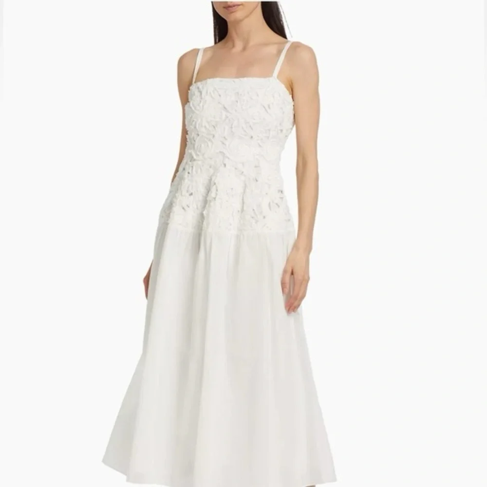 SIMKHAI WHITE Floral Embroidered Strap Maxi Dress - Picture 1 of 10